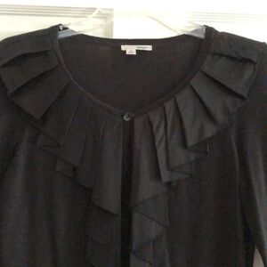Halogen Black sweater small ruffle Holiday Elegant